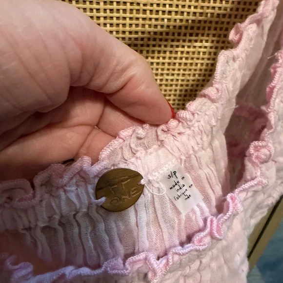Pink Ruffled FREE PEOPLE Women's Top - Picture 3 of 3